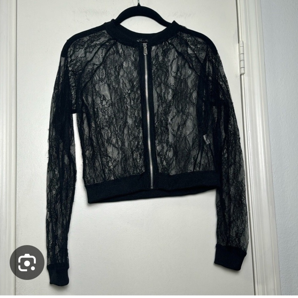 Zara Black Lace Bomber Jacket small